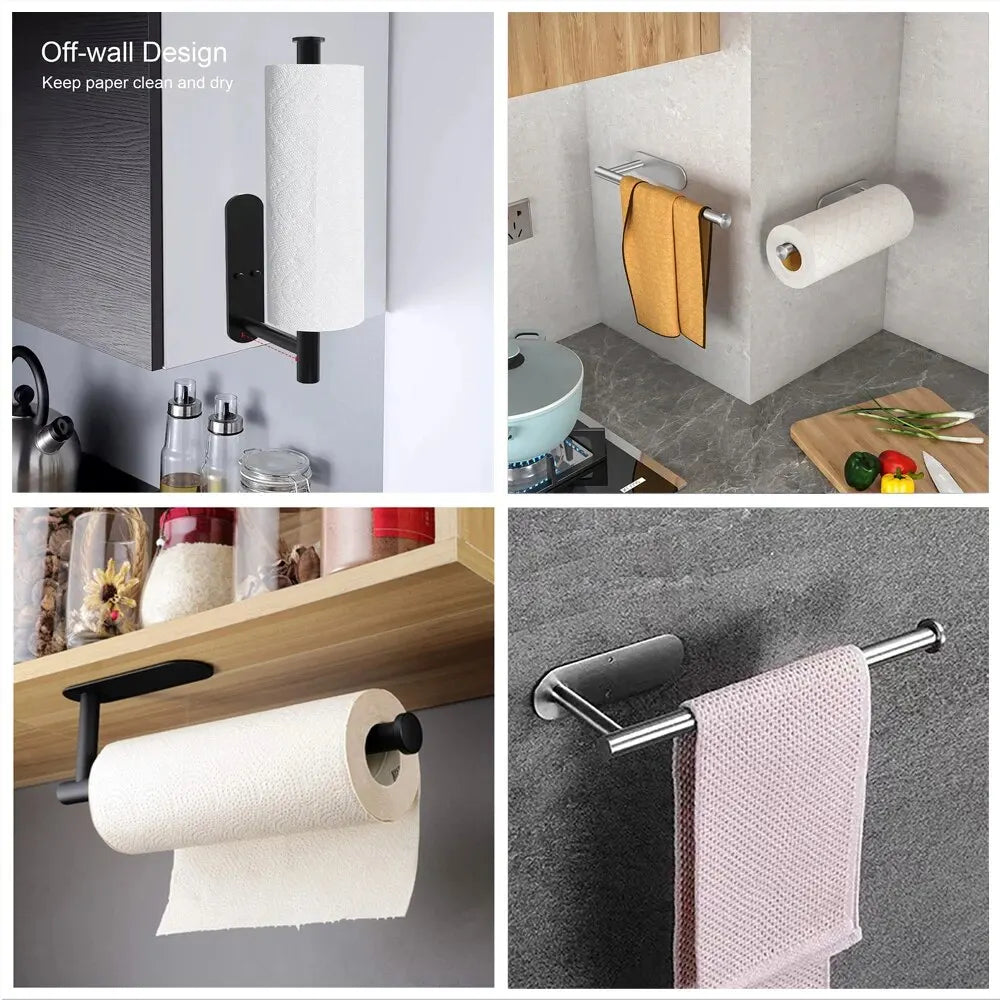 OptiTowel Mount – No Drill Paper Towel Holder Wall Mounted | Adhesive Stainless Steel Dispenser