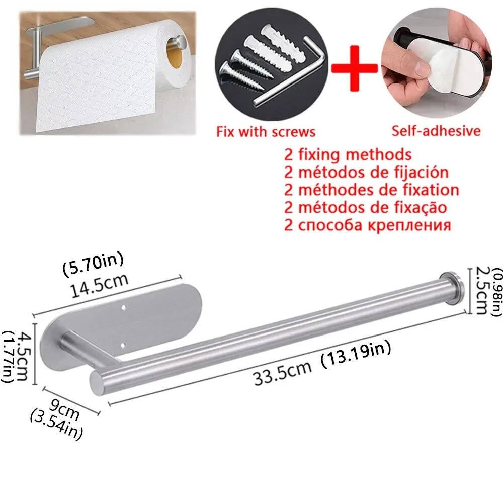 OptiTowel Mount – No Drill Paper Towel Holder Wall Mounted | Adhesive Stainless Steel Dispenser