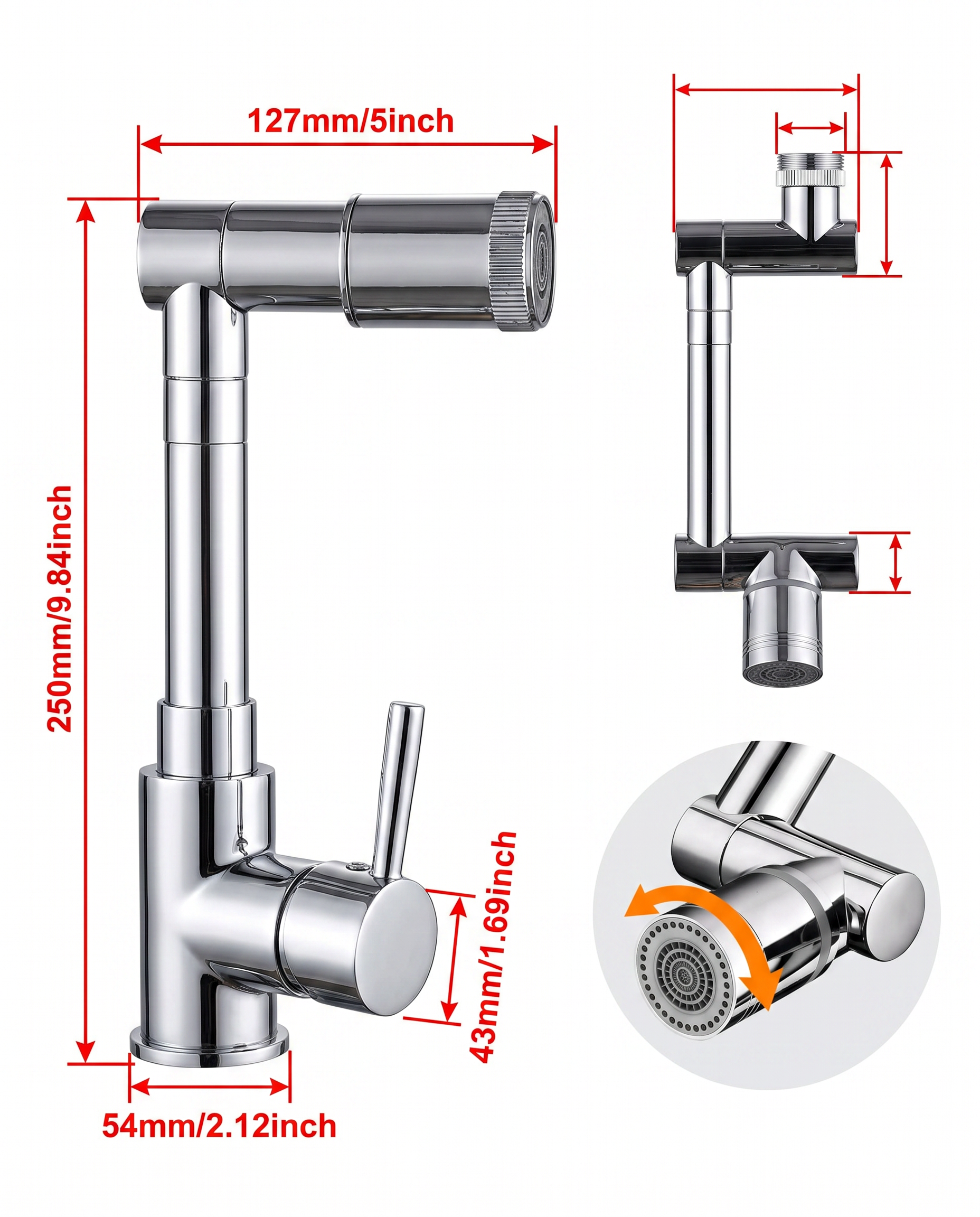 1440° Rotatable Faucet Aerator — Water Saving Splash-Proof Kitchen & Bathroom Tap Extender