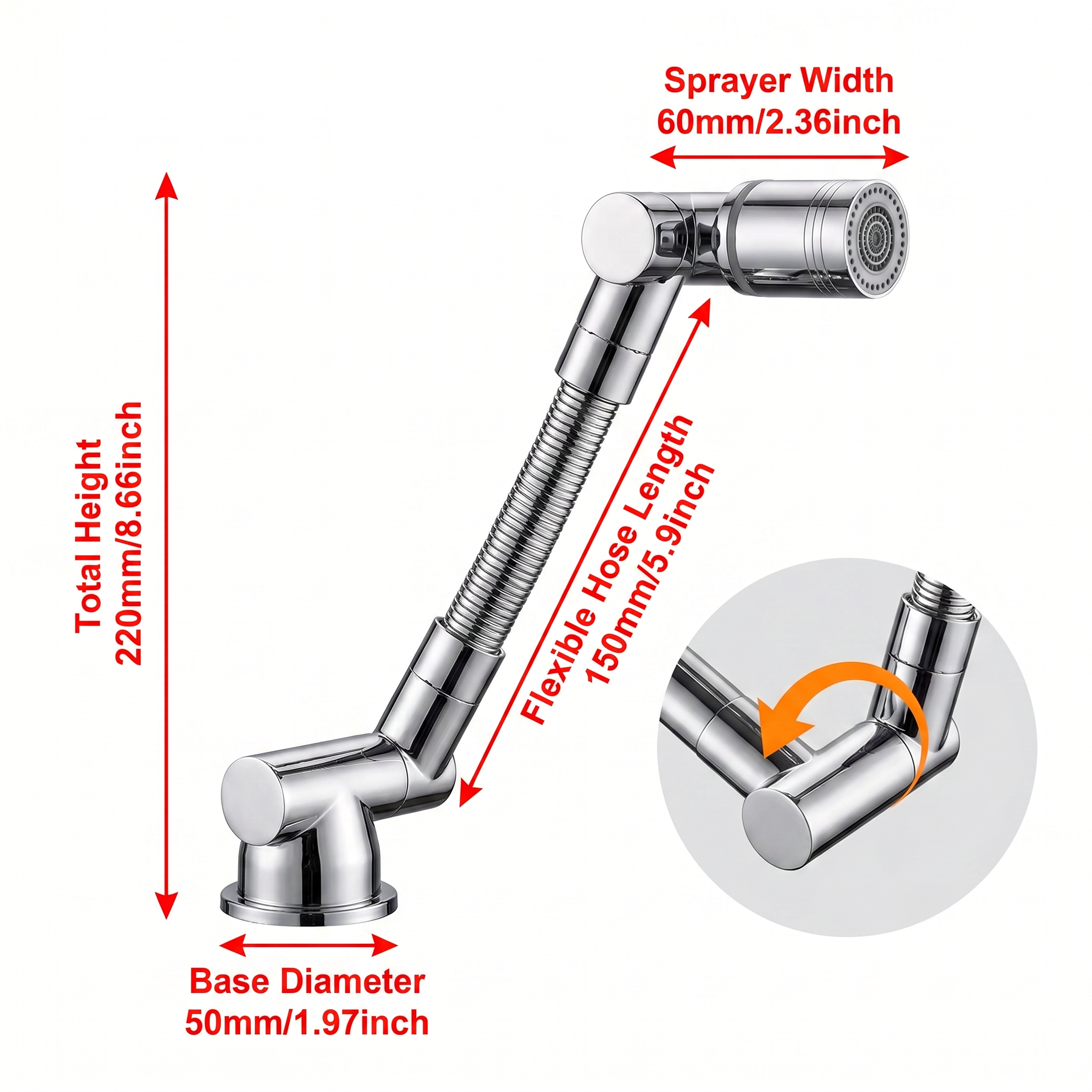 1440° Rotatable Faucet Aerator — Water Saving Splash-Proof Kitchen & Bathroom Tap Extender