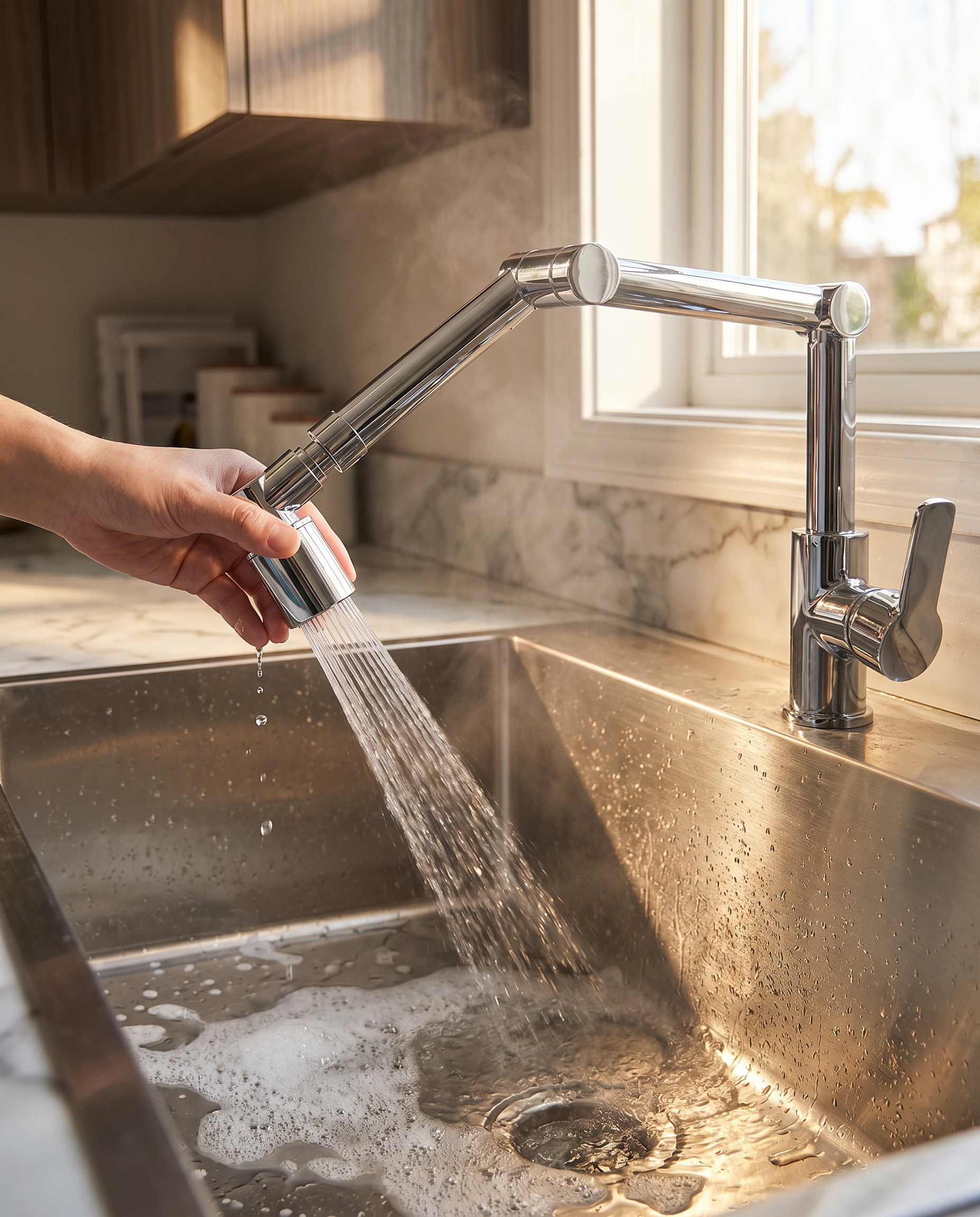 1440° Rotatable Faucet Aerator — Water Saving Splash-Proof Kitchen & Bathroom Tap Extender