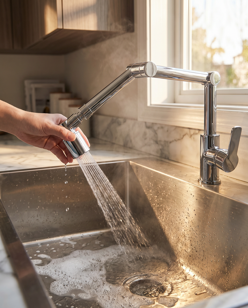 1440° Rotatable Faucet Aerator — Water Saving Splash-Proof Kitchen & Bathroom Tap Extender