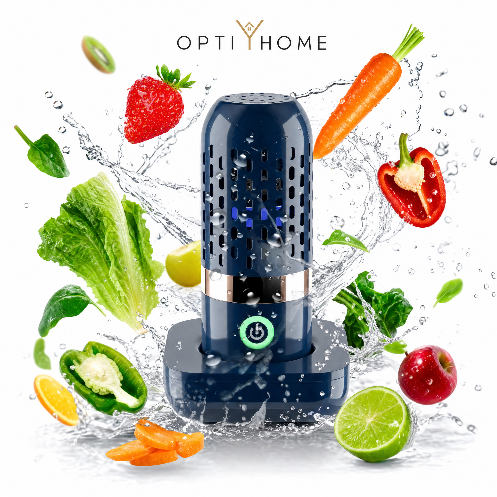 OptiPure Wash – Ultrasonic Fruit & Vegetable Cleaner | Cordless USB Rechargeable Food Purifier