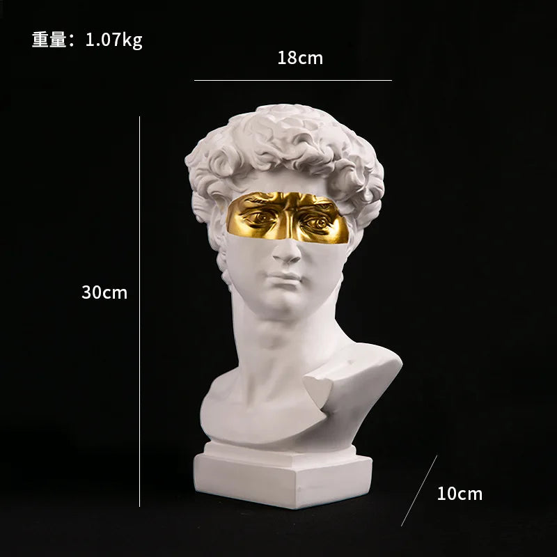 OptiArt Bust – Modern Abstract David Head Sculpture | Greek Art Bust for Studio, Shelf & Desk Decor