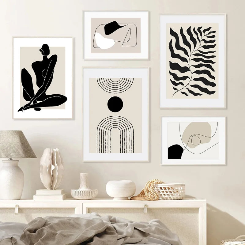OptiArt Botanica – Boho Geometric Leaf Canvas Prints | Rainbow Abstract Wall Art for Living Room & Bedroom