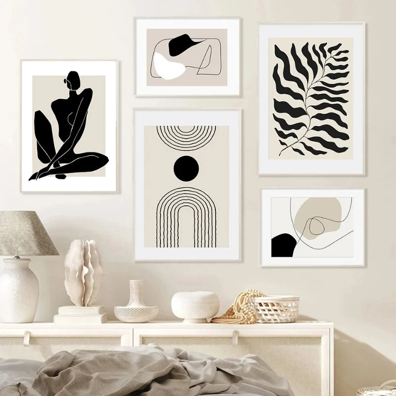 OptiArt Botanica – Boho Geometric Leaf Canvas Prints | Rainbow Abstract Wall Art for Living Room & Bedroom