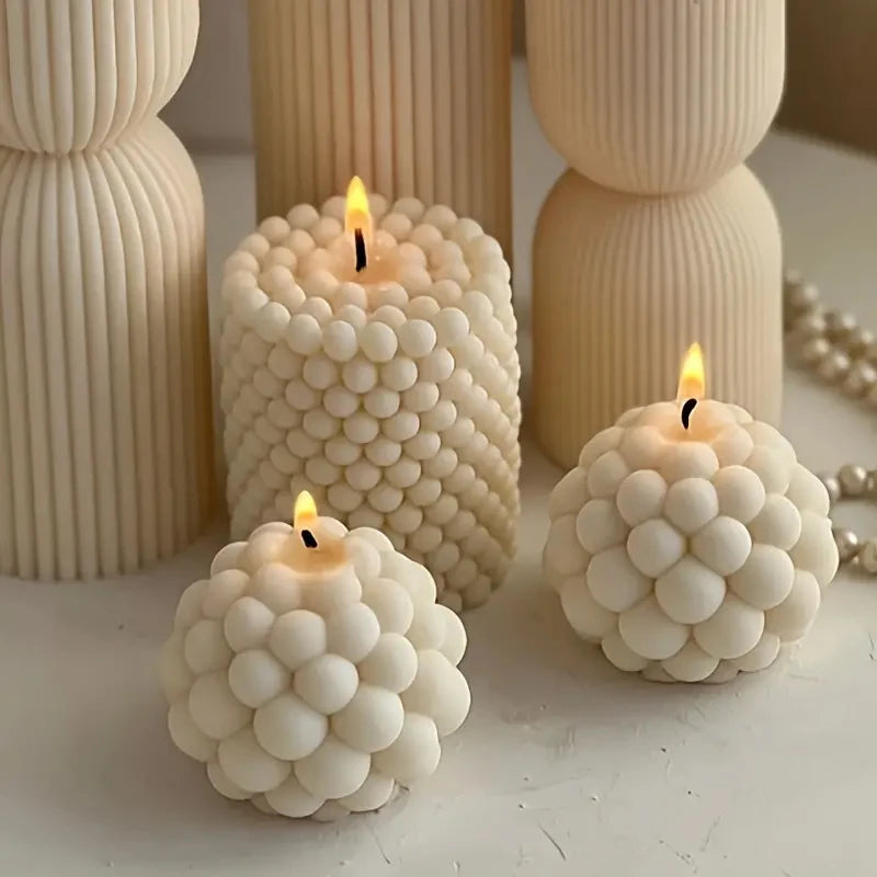 OptiCast Studio – 3D Silicone Candle Mold | Bubble Sphere & Cylinder DIY Mould