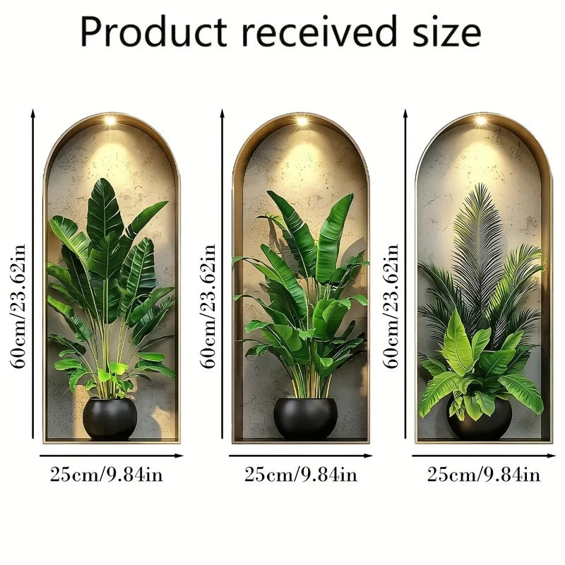OptiBloom Wall – Watercolor Plant Wall Stickers Set of 3 | Peel & Stick Botanical Decor