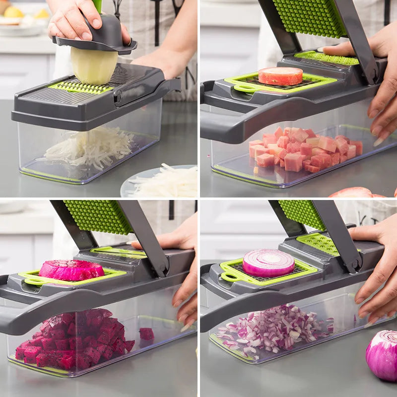 OptiChop Pro – Multifunctional Vegetable Chopper | 12, 14 or 16-in-1 Onion Slicer, Dicer & Grater Set