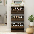 OptiVault Entry – 3-Door Wooden Shoe Cabinet | Modern Hallway Storage with Adjustable Shelves