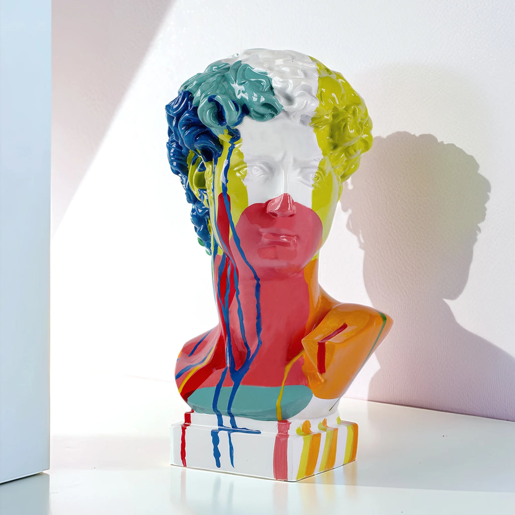 OptiArt Bust – Modern Abstract David Head Sculpture | Greek Art Bust for Studio, Shelf & Desk Decor