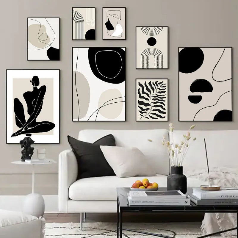 OptiArt Botanica – Boho Geometric Leaf Canvas Prints | Rainbow Abstract Wall Art for Living Room & Bedroom