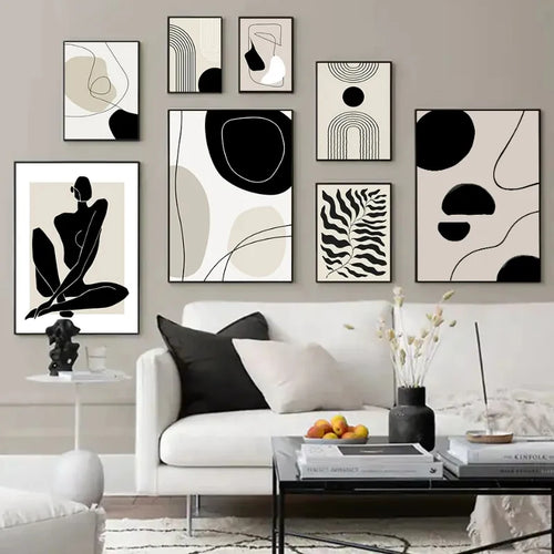 OptiArt Botanica – Boho Geometric Leaf Canvas Prints | Rainbow Abstract Wall Art for Living Room & Bedroom
