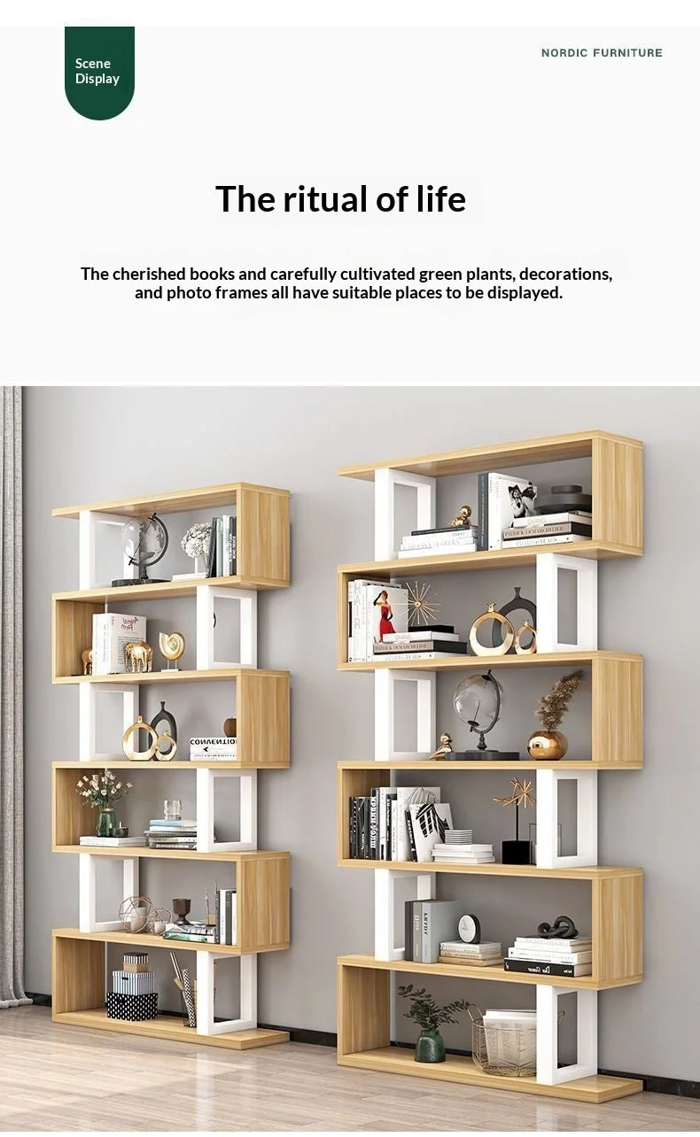 OptiShelf Tower – Modern Minimalist Bookshelf | Wood & Metal Display Rack