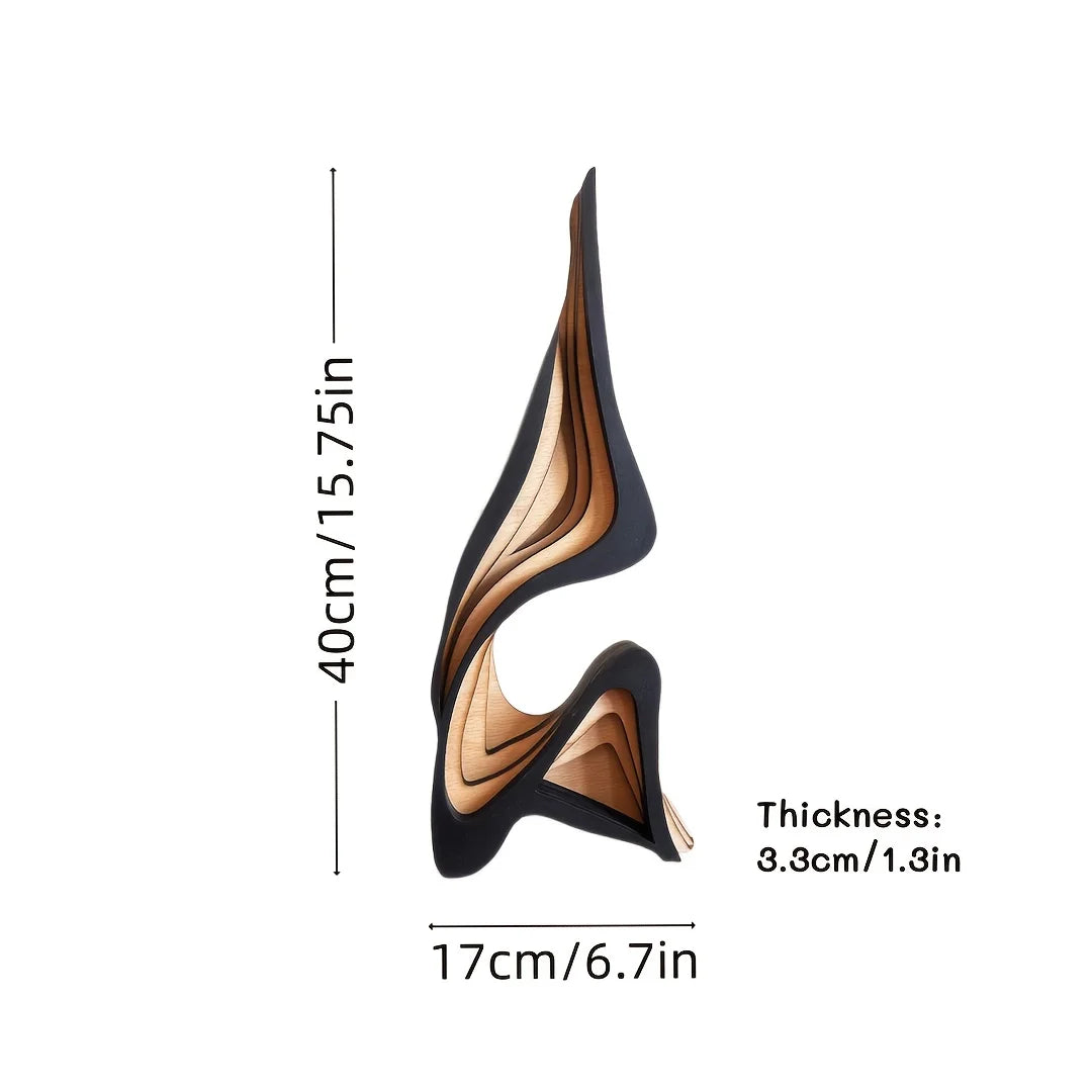 OptiArt Curve – Streamlined Wooden Abstract Statue | Modern Minimalist Desktop & Bookshelf Sculpture