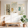 OptiBloom Mirror – 3-Piece Leaf-Shaped Wall Mirror Set | Modern Wooden & Acrylic Statement Decor