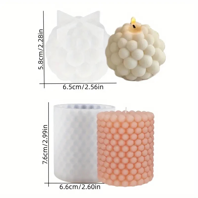 OptiCast Studio – 3D Silicone Candle Mold | Bubble Sphere & Cylinder DIY Mould