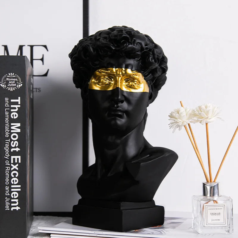 OptiArt Bust – Modern Abstract David Head Sculpture | Greek Art Bust for Studio, Shelf & Desk Decor