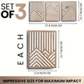 OptiArt Sun – 3-Piece Retro Boho Wood Wall Art | Pine & Sun Mural Set for Living Room & Bedroom