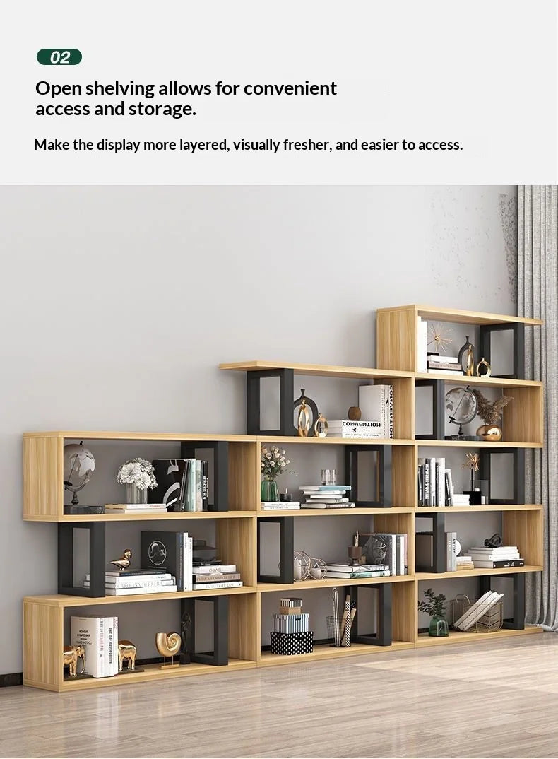 OptiShelf Tower – Modern Minimalist Bookshelf | Wood & Metal Display Rack