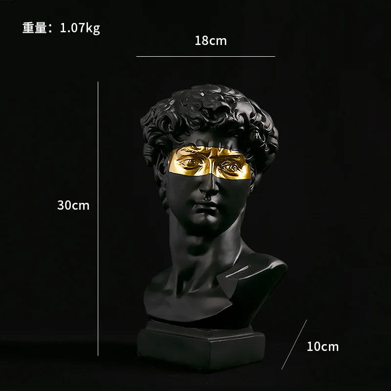 OptiArt Bust – Modern Abstract David Head Sculpture | Greek Art Bust for Studio, Shelf & Desk Decor