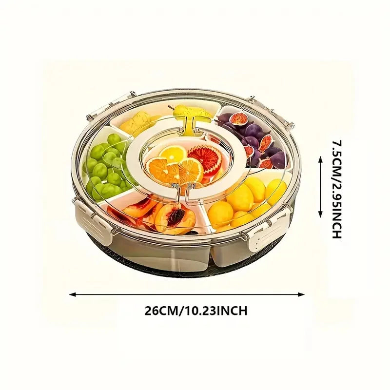 OptiSnack 360° Rotating Serving Organizer – Multi-Grid Snack & Dry Food Container