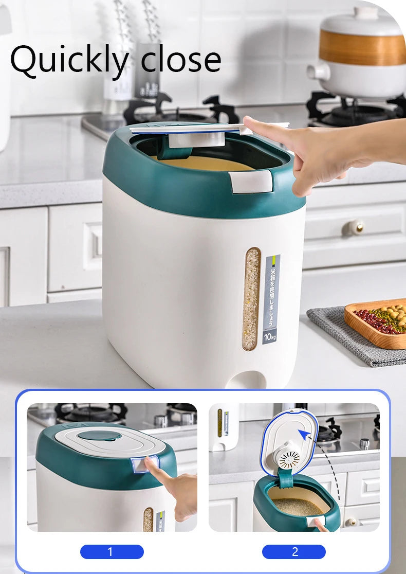 Airtight Rice & Cereal Dispenser 5KG/10KG – Smart Kitchen Storage Container