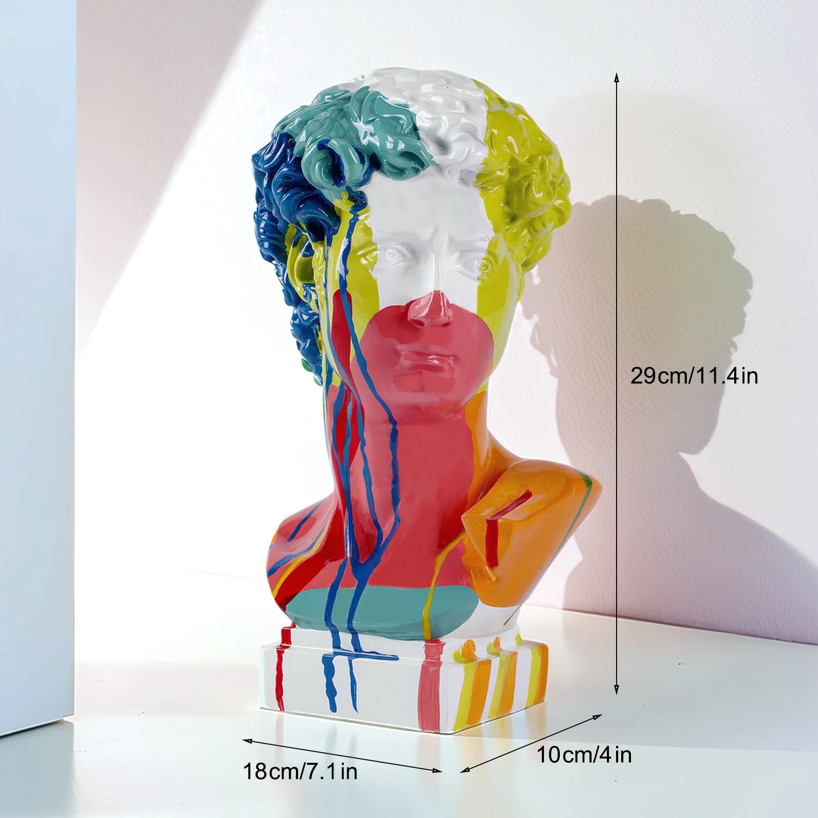 OptiArt Bust – Modern Abstract David Head Sculpture | Greek Art Bust for Studio, Shelf & Desk Decor