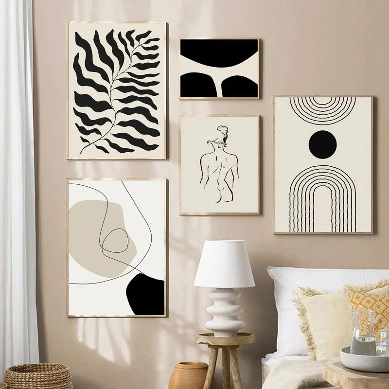 OptiArt Botanica – Boho Geometric Leaf Canvas Prints | Rainbow Abstract Wall Art for Living Room & Bedroom