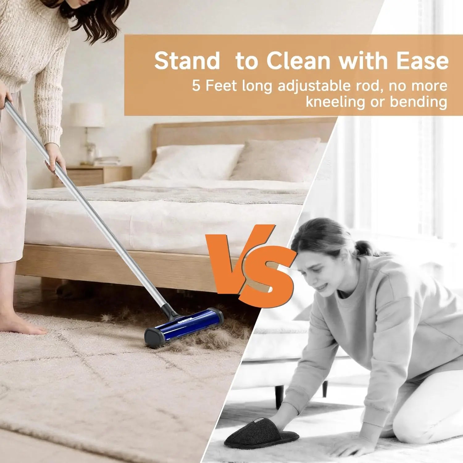 OptiSweep Pet – Long-Handle Carpet & Rug Hair Remover | Reusable Pet Hair Sweeper with Dust Container