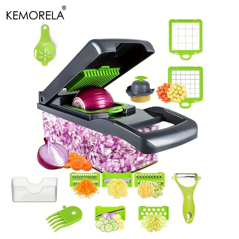 OptiChop Pro – Multifunctional Vegetable Chopper | 12, 14 or 16-in-1 Onion Slicer, Dicer & Grater Set