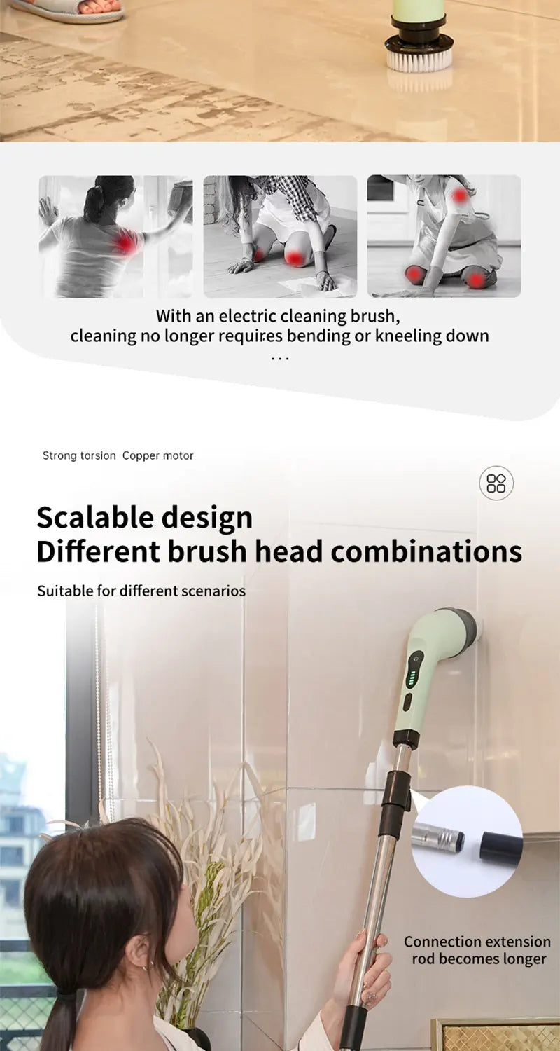 OptiScrub Pro – Cordless Electric Scrubber Brush | All Surface Deep Cleaner (3–9 Heads)