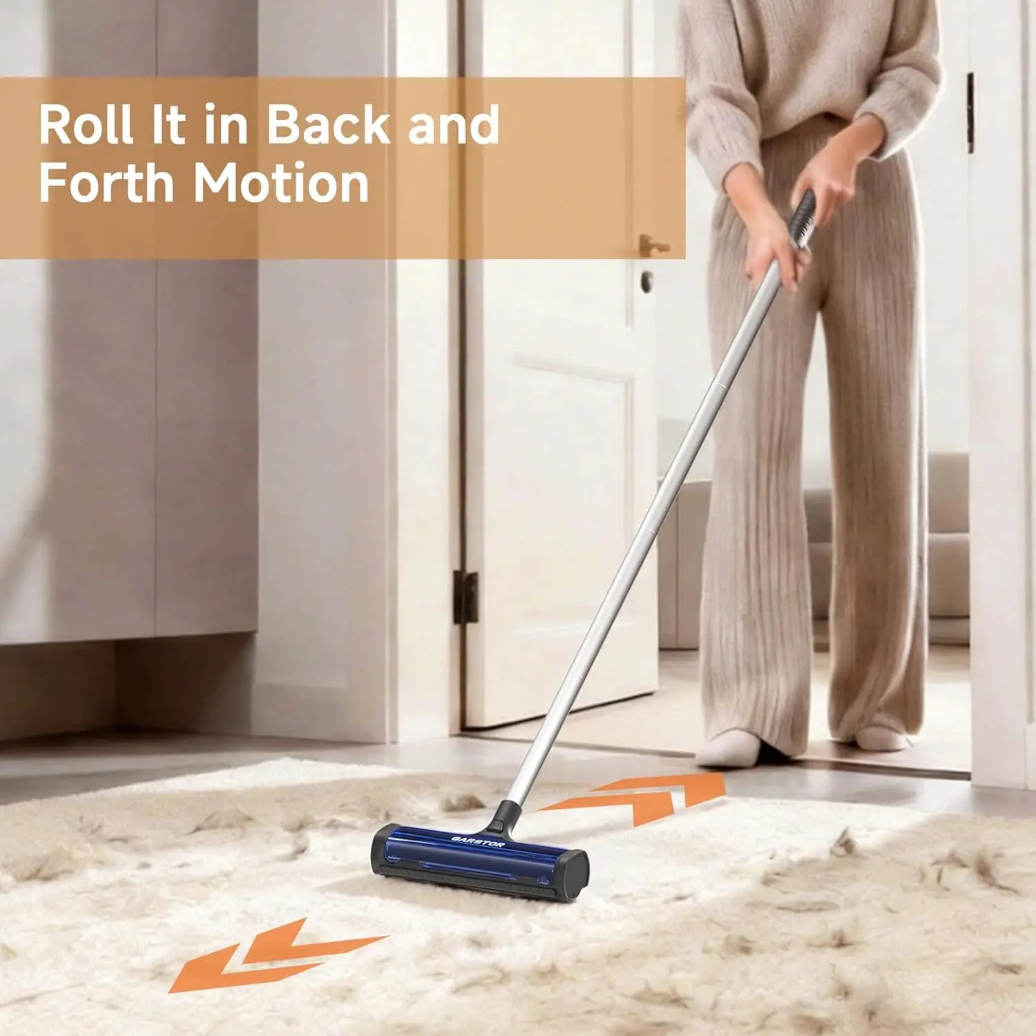 OptiSweep Pet – Long-Handle Carpet & Rug Hair Remover | Reusable Pet Hair Sweeper with Dust Container