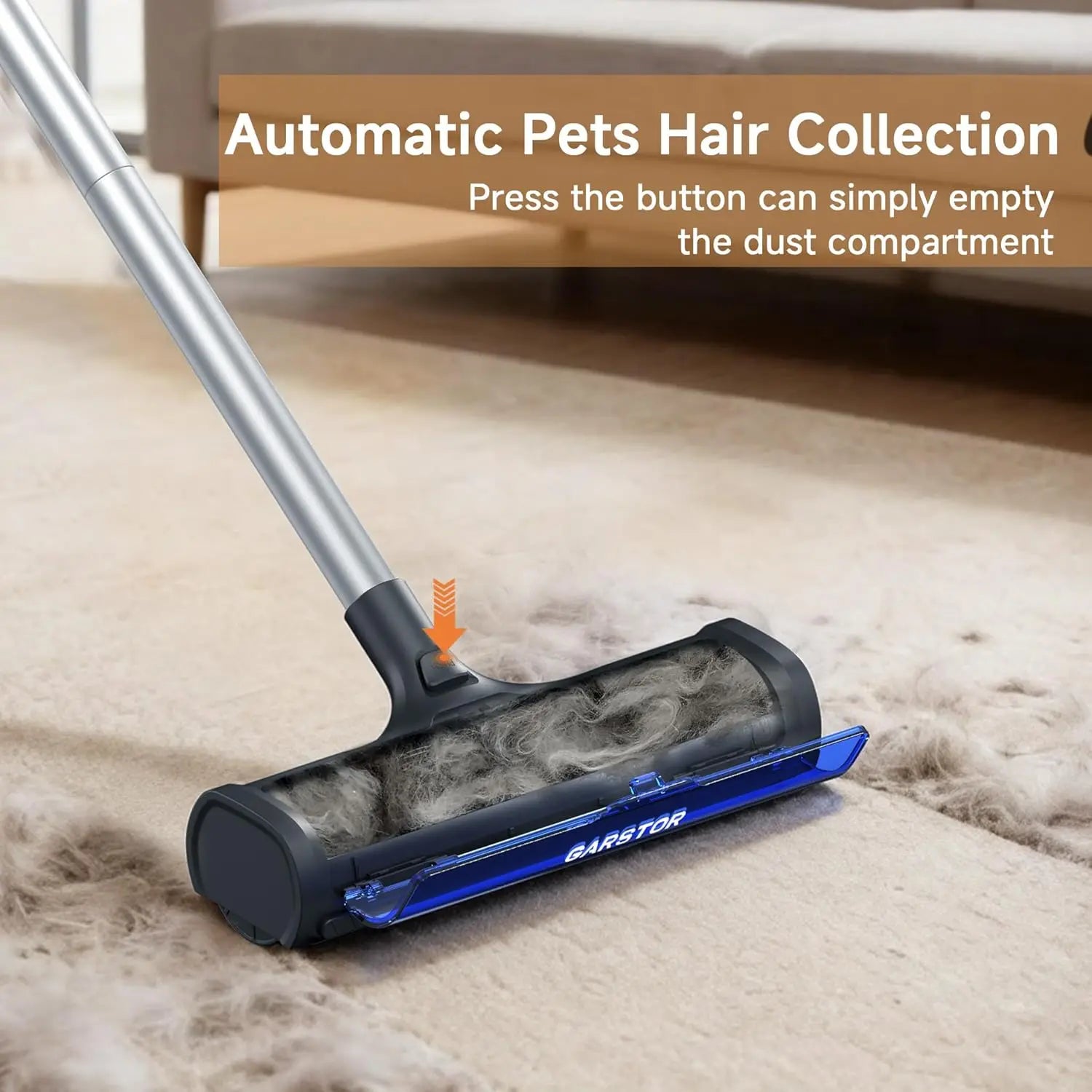 OptiSweep Pet – Long-Handle Carpet & Rug Hair Remover | Reusable Pet Hair Sweeper with Dust Container