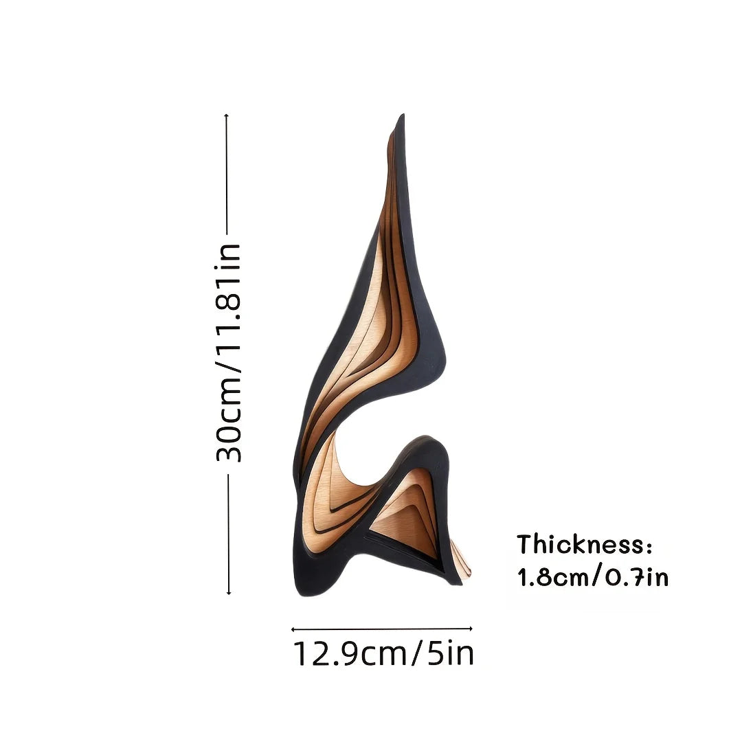 OptiArt Curve – Streamlined Wooden Abstract Statue | Modern Minimalist Desktop & Bookshelf Sculpture