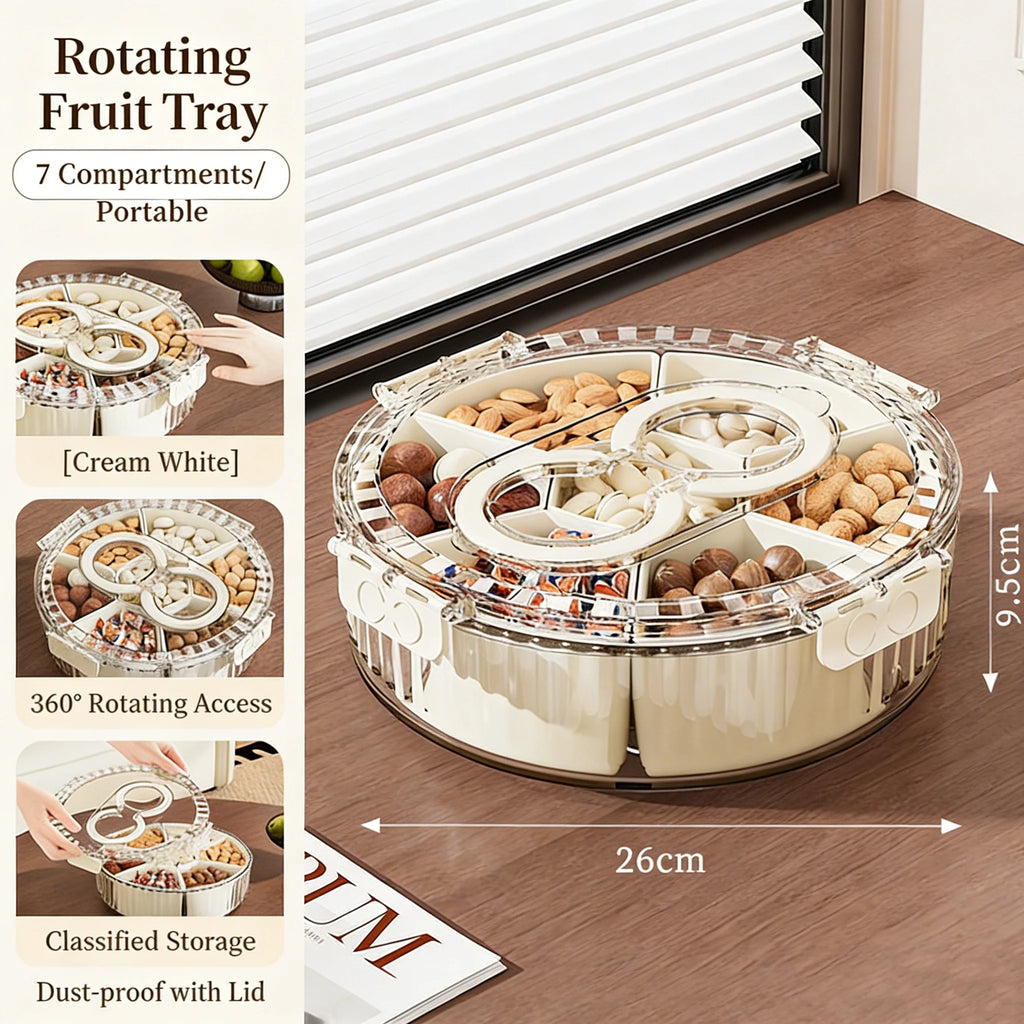 OptiSnack 360° Rotating Serving Organizer – Multi-Grid Snack & Dry Food Container