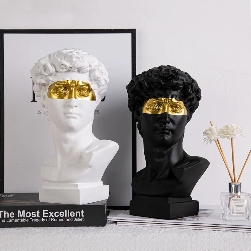 OptiArt Bust – Modern Abstract David Head Sculpture | Greek Art Bust for Studio, Shelf & Desk Decor