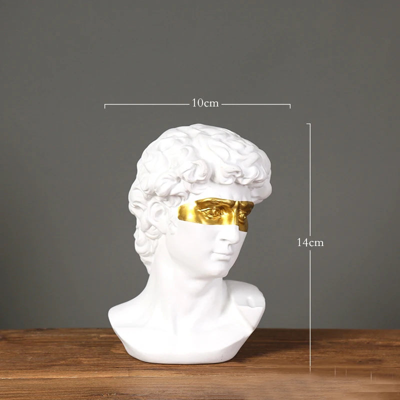 OptiArt Bust – Modern Abstract David Head Sculpture | Greek Art Bust for Studio, Shelf & Desk Decor