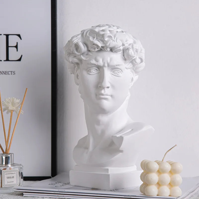 OptiArt Bust – Modern Abstract David Head Sculpture | Greek Art Bust for Studio, Shelf & Desk Decor