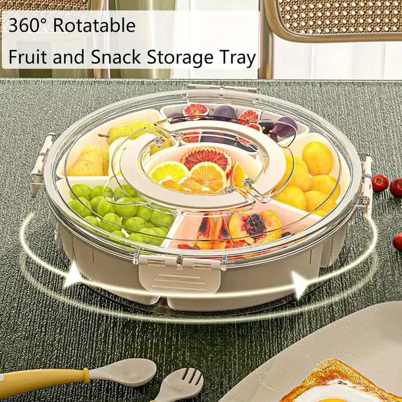 OptiSnack 360° Rotating Serving Organizer – Multi-Grid Snack & Dry Food Container