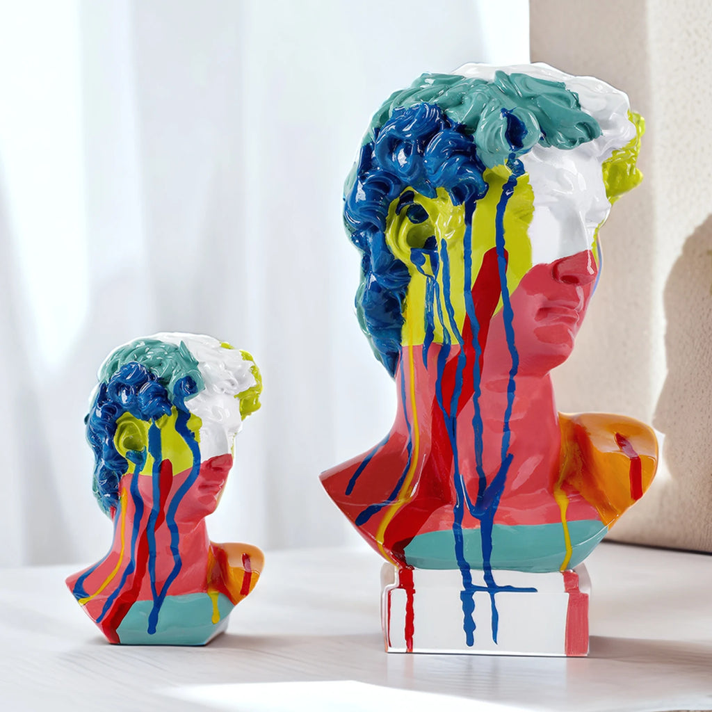 OptiArt Bust – Modern Abstract David Head Sculpture | Greek Art Bust for Studio, Shelf & Desk Decor