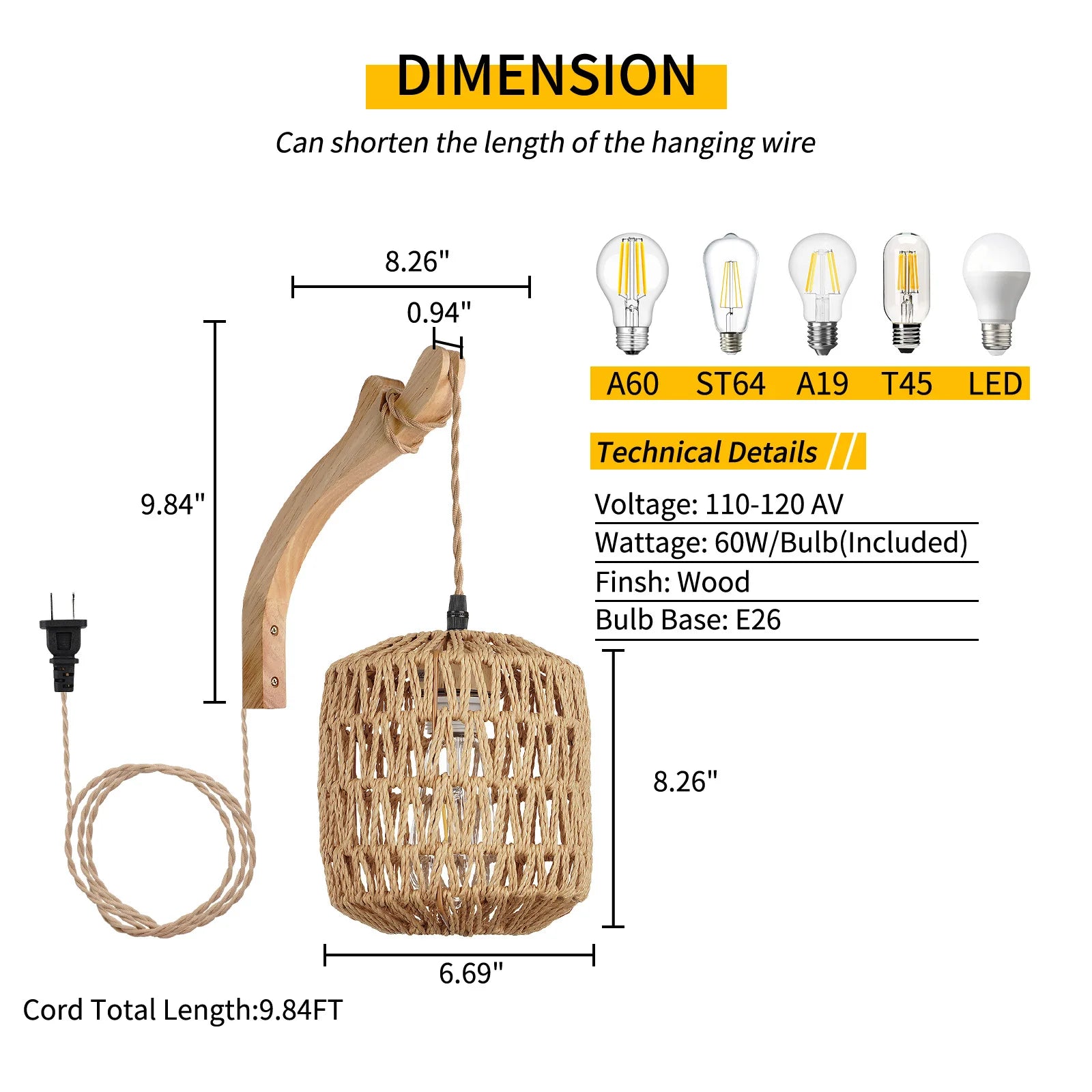 OptiGlow Rattan – Hand-Woven Bamboo Wall Lamp | E27 Boho Lantern for Bedroom, Foyer & Dining Room