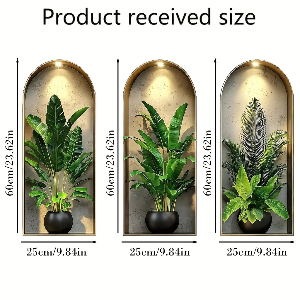 OptiBloom Wall – Watercolor Plant Wall Stickers Set of 3 | Peel & Stick Botanical Decor