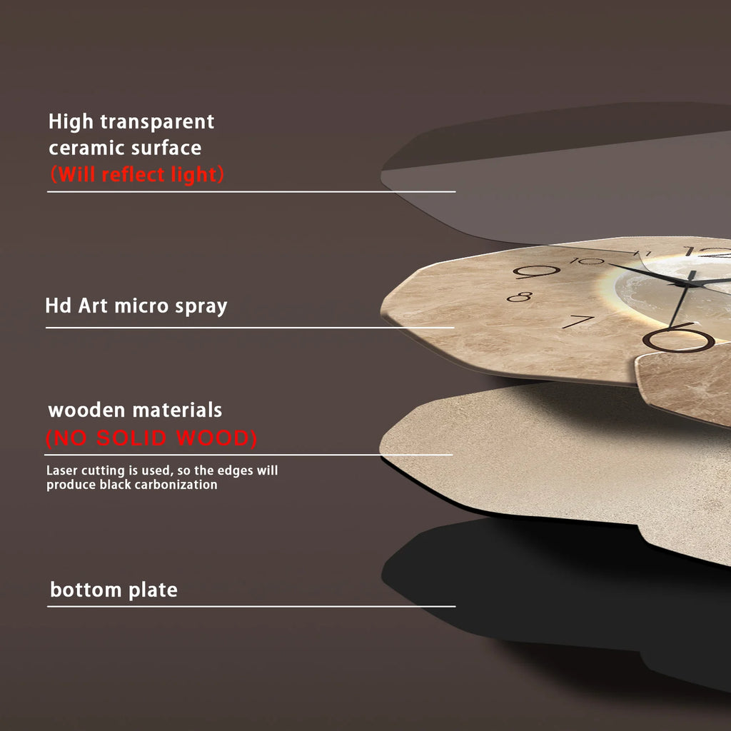 OptiTime Moon – Silent Modern Wall Clock | Quartz Wooden Moon Design for Bedroom, Living Room & Office