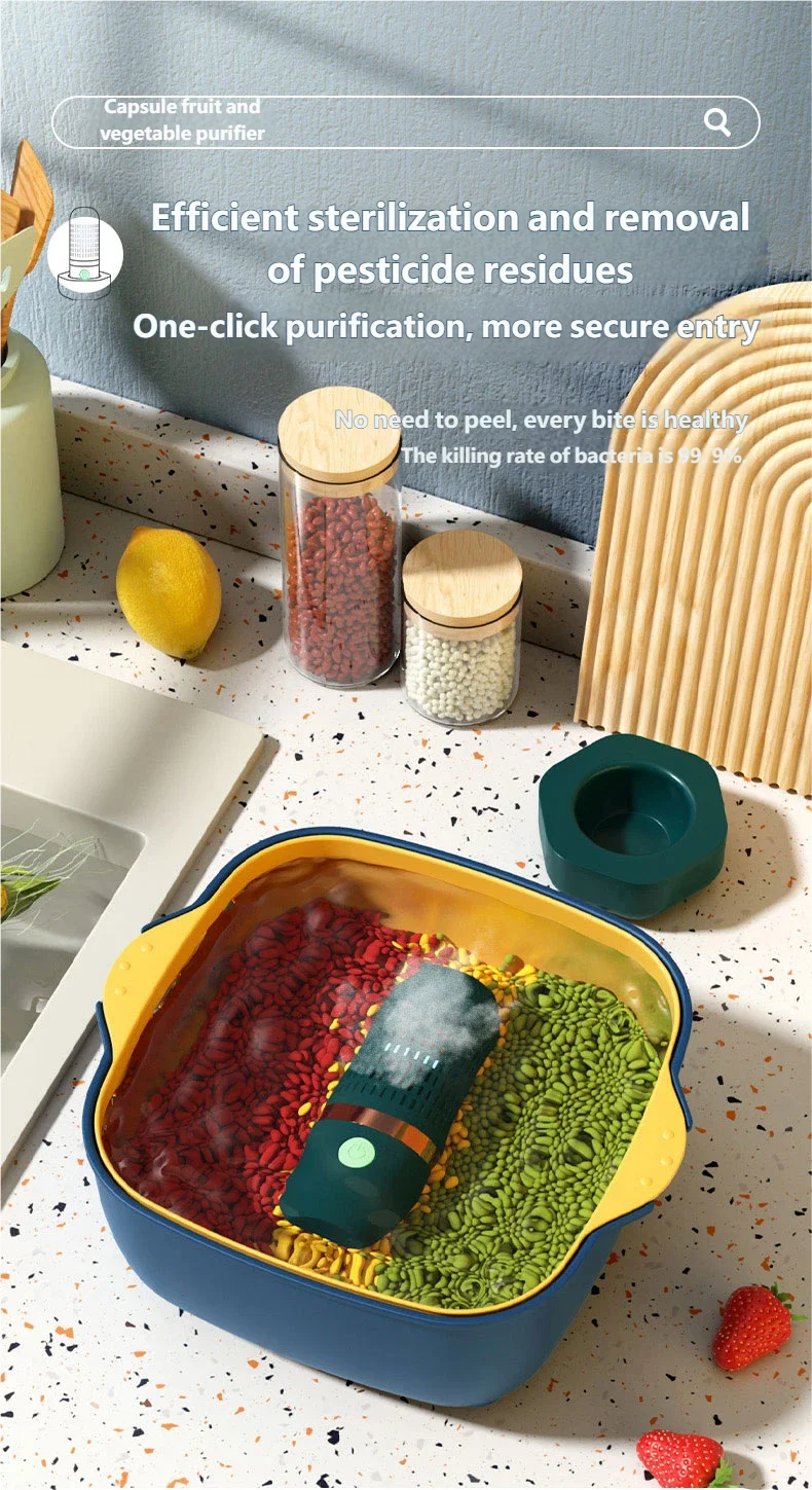 OptiPure Wash – Ultrasonic Fruit & Vegetable Cleaner | Cordless USB Rechargeable Food Purifier