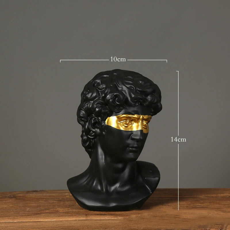 OptiArt Bust – Modern Abstract David Head Sculpture | Greek Art Bust for Studio, Shelf & Desk Decor