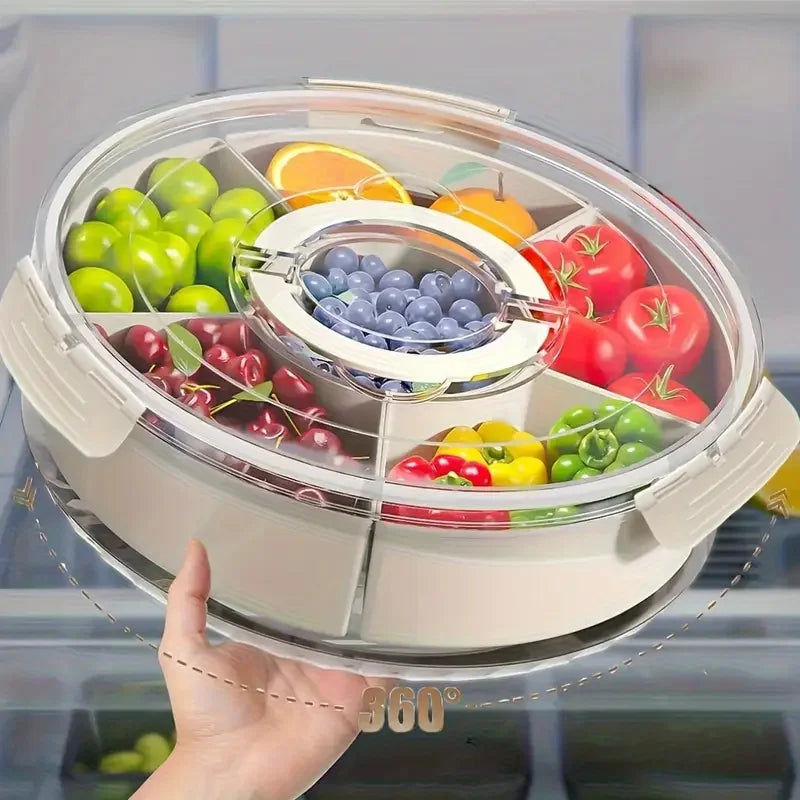 OptiSnack 360° Rotating Serving Organizer – Multi-Grid Snack & Dry Food Container