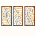 OptiArt Palm – 3-Piece Carved Wood Wall Decor | Tropical Hollow Leaf Art Set for Living Room