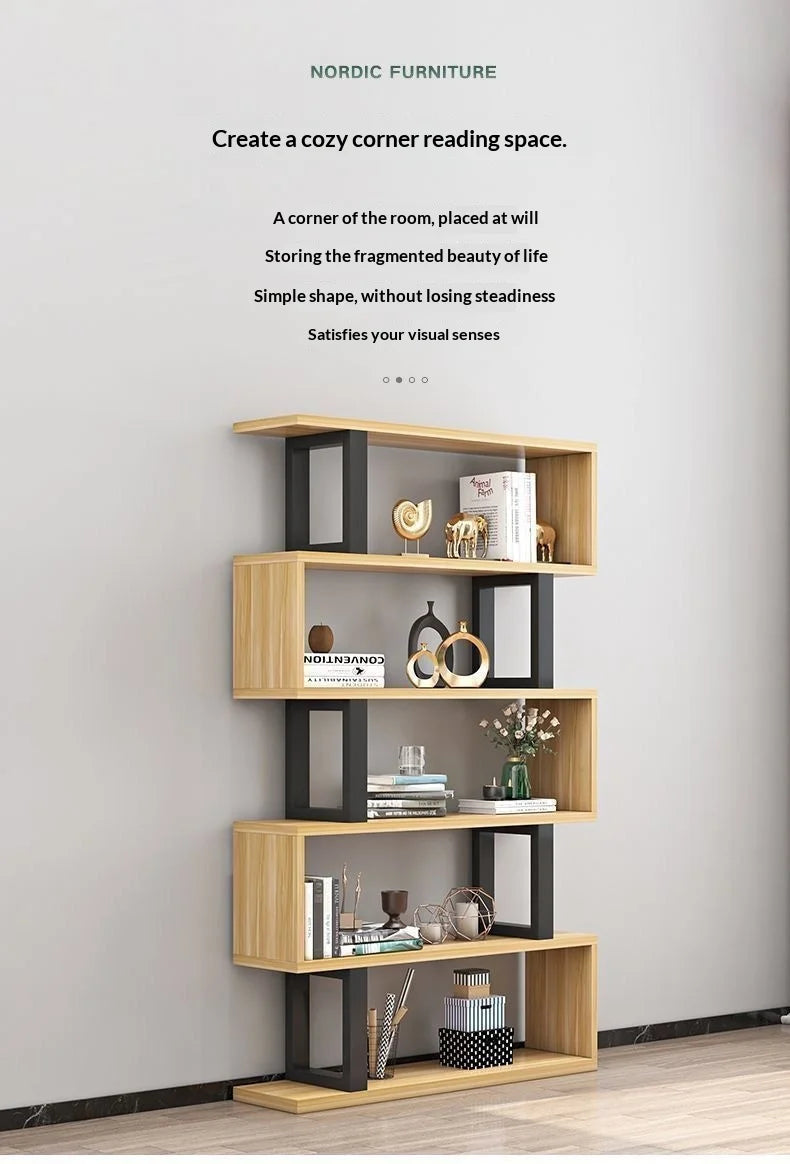 OptiShelf Tower – Modern Minimalist Bookshelf | Wood & Metal Display Rack
