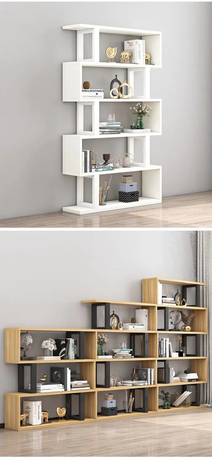 OptiShelf Tower – Modern Minimalist Bookshelf | Wood & Metal Display Rack